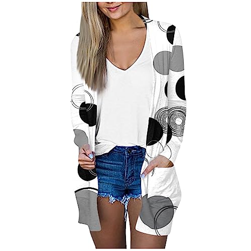 Damen Long Sweatjacke Halloween Sweater Feinstrick Mantel Damen Sommer Leichte Strickjacke Damen Strickjacke Kurze Jeansjacke Damen Strickjacke Damen Sommer Strickjacken Mit Tasche（2-Black,L） von LSAltd