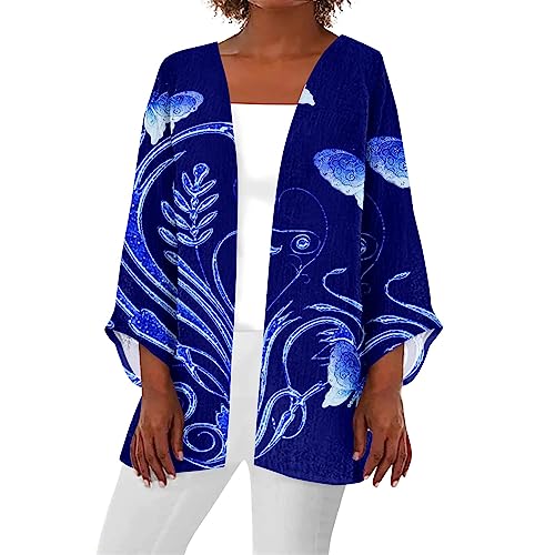 Damen Strickjacke Mit Knöpfen Halloween Damenmode Große Größen Herbst-Strickjacke Für Damen Damen Jacke Sommer Leicht Longshirt Strickjacke Damen Kurz Hochzeitskleid Weiß（1-Blue,XL） von LSAltd