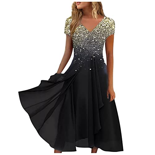 Generic Damen Kleid Blümchen Kleider Kleid Grün Damen Freizeitkleid Abendkleider Lang Mit Ärmeln Schöne Kleider Damen Festlich Clothing Women Sommerkl Damen Elegant Chiffon Lang Kleid von LSAltd