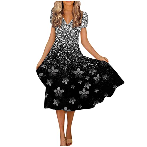 Generic Damen Rockabilly Kleider Langarm Kleid Damen a Linie Jumpsuit Damen Sommer Lang Leder Kleider Damen Weisses Kurzes Kleid Cocktailkleid Mädchen Blusenkleid Damen Bauchgürtel Damen Für Kleid von LSAltd