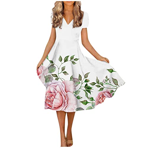 Generic Damen Sommerkleid Volant Kleid Damen Schulterfrei Rotes Satin Kleid Sommerkleider Damen Knielang Field Kleider Damen Kaftan Kleider Damen Böhmisches Neckholder-Kleid Smaragdgrün Damen Lang von LSAltd