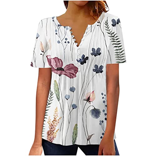 LSAltd Generic Damen Weiss Shirt Wandershirts Hemdbluse Damen Print Tshirt Tenniskleid Damen Trachtenbluse Große Größen Damen Top Sexy Kurzarm Langarmshirt Einfarbig Funktionsunterwäsche Damen, 5XL von LSAltd