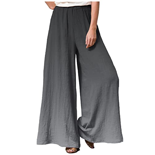 Jogginghose Damen Kurz Elegant Lang Weite Hose Blumenmuster Fahrradhose Hohe Taille Schlabberhose Casual Einfarbig Freizeithose Baumwolle Leinen Sporthose Lässig Sporthose Frauen,Dark Gray,L von LSAltd