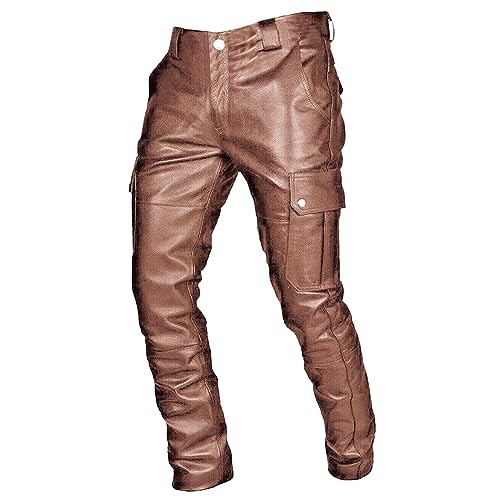 LSAltd Baggy Cargohose Herren Unterhose Mit Gesicht Fahrradhose Herren Satinhose Casual Hose Herren Wanderhose Herren Cargo Hosen Herren Anzughose Herren Motorrad Jeans Herren(Braun,XXL) von LSAltd