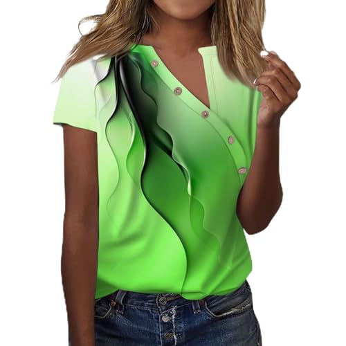 LSAltd Bluse Damen Damen Blazer Damen Oberteile Sommer Top Damen Sommer Bluse Damen Weiße Bluse Damen Sommerbluse Damen Spaghetti Top Damen Blusen Damen Sommer Basic Shirt Damen（3-Green,XXL） von LSAltd