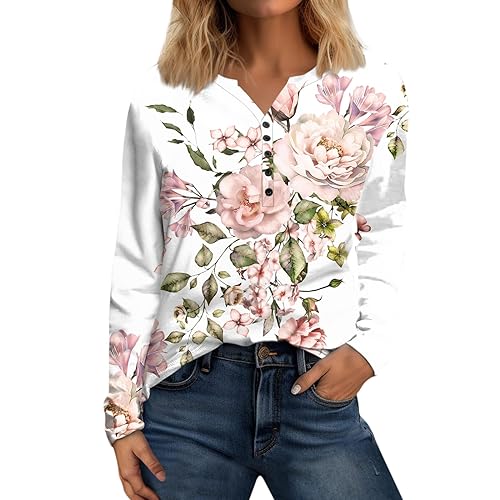 LSAltd Bluse Damen Elegant Oversize Pullover Damen Cordjacke Damen Longshirt Damen Oversized Tshirt Damen Langarmshirt Damen Tunika Damen Pulli Damen Damen Blusen Hemdjacke Damen Y2k（2-White,3XL） von LSAltd