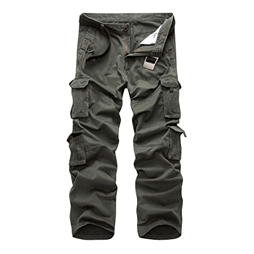 LSAltd Cargo Hose Wanderhose Cordhose Herren Herren Jeans Regular Fit Herren Business Hose Men's Activewear Herren Cargo Hose Herren Arbeitshose Sportbekleidung(Armeegrün,34) von LSAltd