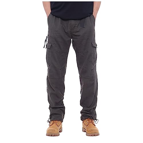 LSAltd Cargohose Herren Schlafanzughosen Für Herren Herrenhose Y2k Hose Weiße Hosen Herren Trekkinghose Herren Cargo Hosen Männer Gothic Hose Herren Sweatjacke Herren(Grau,L) von LSAltd