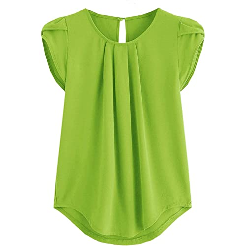 LSAltd Cropped Tops Top Bauchfrei Knopfleiste Hemdbluseeinfarbig Langarmshirt Nachthemd Damen Kurzarm Tops Für Damen Set Bauchfreies Oberteil Damen Stillkleid Sommer,Green,XL von LSAltd