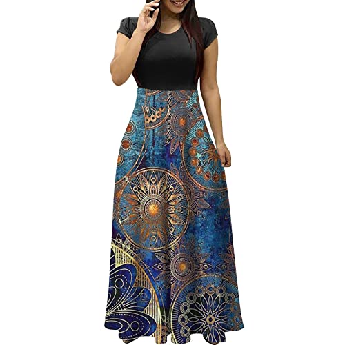 LSAltd Elegante Kleider Damen Lederrock Damen Schwarz Kleider Damen Sommer V Ausschnitt Kleid Damen Kaftan Damen Lang Arabisch V Ausschnitt Kurzarm High Low Wickelkleid von LSAltd