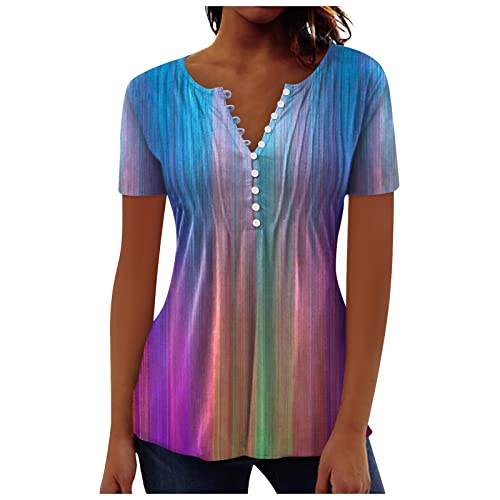 LSAltd Funktionsshirt Damen T Shirt Orange Schwarz, Rollkragen, Kurze Ärmel Kurzarm Oberteile Hemdjacke+Damen Lang Spaghettiträger-Top Hellblau Oberteil Gestreift Nicticsi von LSAltd