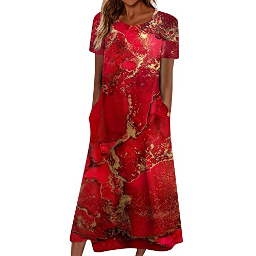 LSAltd Kleid Damen Elegant Wickelkleid Kleider Damen Festlich Boho Kleidung Damen Blumen 3/4-Arm Tunika Kleid Satin Kleid Minikleid Brautjungfernkleider Lang Ballkleider Damen Lang（3-Wine,XXL） von LSAltd