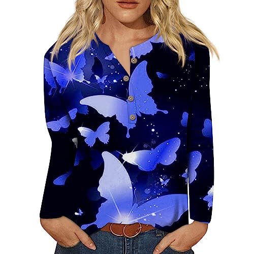 LSAltd Sport Shirts Für Damen Sweatjacke Damen Mit Kapuze Pulli Damen Sweatjacke Damen Ohne Kapuze Saffron Damenoberteile Herbstoberteile Kurzarmoberteile Für Damen Herbstoberteile,Royal Blue,3XL von LSAltd