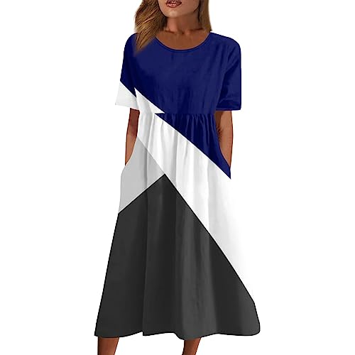LSAltd Strandkleid Damen Kleider Damen Abendkleid Damen Minikleid Festliche Kleider Für Hochzeit Sommerkleid Damen Damenkleider Festlich Kleid Hochzeitsgast Damen Abendkleid Lang（4-Royal Blue,3XL） von LSAltd