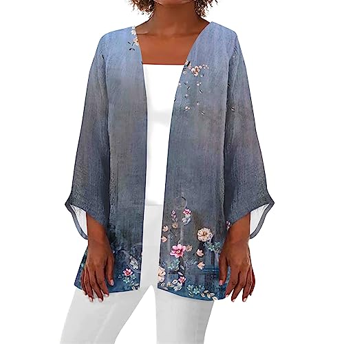 LSAltd Damen Strickjacke Royal Blue, XL, Klassisch, Böhmisch, Mit Kragen, Knopfleiste, Kurzarm, Polyester/100%, Herbst, Winter von LSAltd