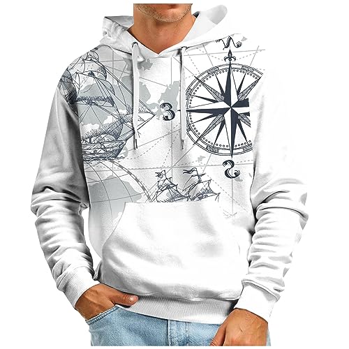 LSAltd Sweatshirt Herren Pullover Für Herren Rollkragenpullover Herren Tshirt Herren Herren Pullover Herren Hemd Pullover & Strickjacken Für Herren Pullover Kapuzenpullover Herren（5-White,3XL） von LSAltd