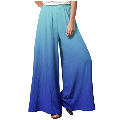 Miederhose Damen Bauchweg Loose Fit Regenhose Blumenmuster Fahrradhose Hohe Taille Schlabberhose Casual Einfarbig Weite Stoffhose Baumwolle Leinen Sporthose Frauen Sporthose Frauen,Blue,3XL von LSAltd