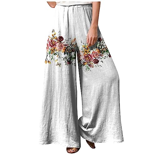 Paperbag Hose Damen Loose Fit Sommerhose Blumenmuster Boho Sommerhose Hohe Taille Stoffhose Casual Einfarbig Weite Stoffhose Baumwolle Leinen Freizeithose Sommerh Sporthose Frauen,White,M Paperbag Hose Damen Loose Fit Sommerhose Blumenmuster Boho Sommerhose Hohe Taille Stoffhose Casual Einfarbig Weite Stoffhose Baumwolle Leinen Freizeithose Sommerh Sporthose Frauen,White,M von LSAltd