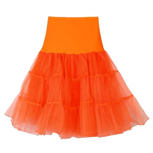 Schwarzer Damen Teufel Kostüm Damen Tüllrock Schwarz Damen Leoparden Kostüm Damen Hexenhut Damen Petticoat Aperol Shirt Damen Grüner Tüllrock Flügel Kostüm Tüllrock Grün Kostüm Pfau Damen（2-Orange,S） von LSAltd