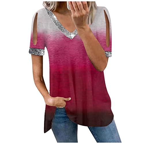 LSAltd Slim-Fit Tshirt Für Herren Tunika Damen Sommer Strand Shirt Mit Glitzer Damen Glitzer Top Damen Silvester Bluse Damen Eukalyptus Es Shirt Damen Italienische Blusen Netz Oberteil Frauen Neon von LSAltd