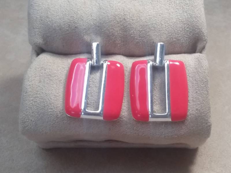 Einzigartige Vintage 1980Er Jahre Braut Rosa Emailliert Silber Ton Baumeln P.p. Earrings, Einzigartiges Geschenk Für Sie, Sammler Schmuck von LSBazaar