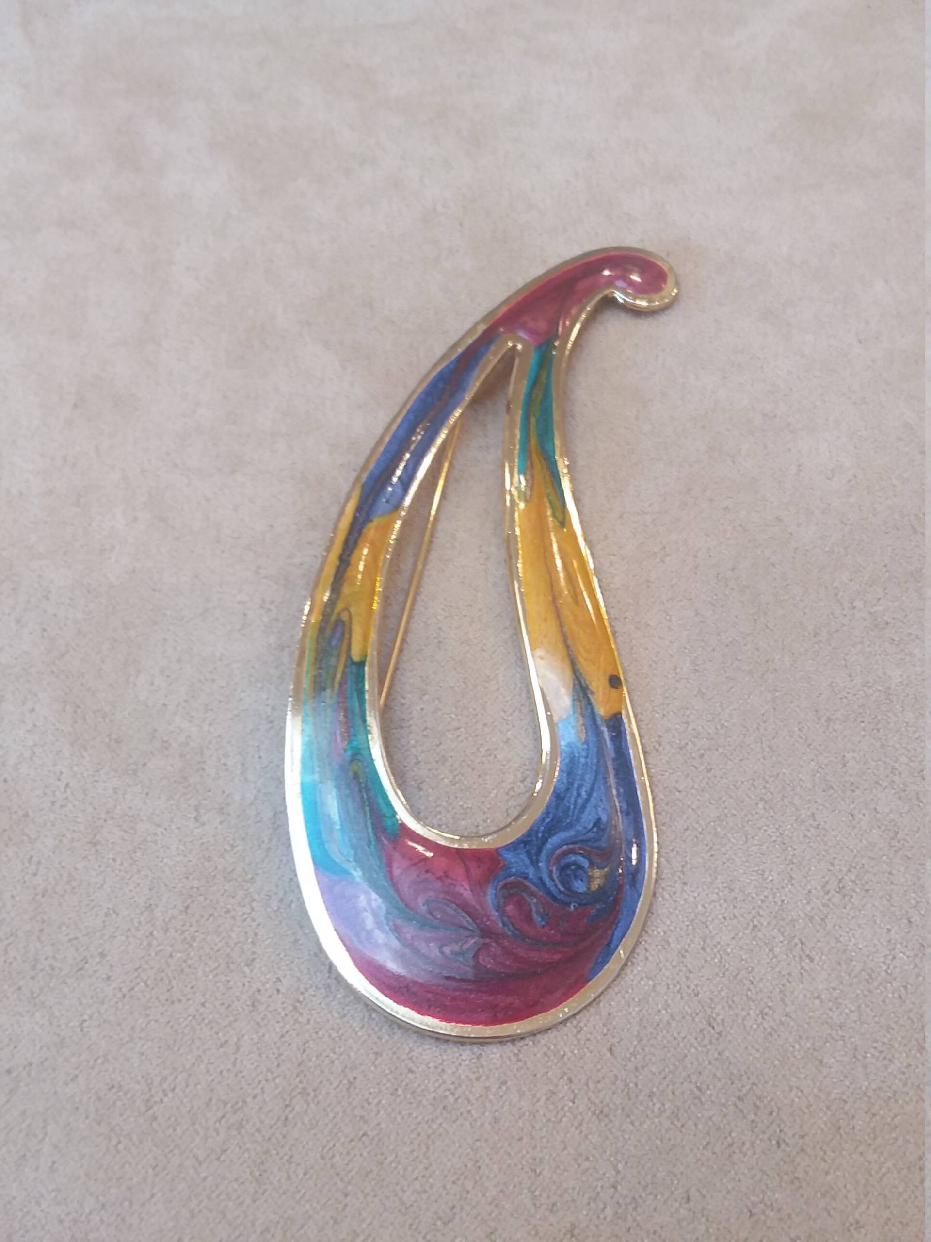 Glatte Und Elegante Große Vintage Bunte Enameled Brooch, Einzigartiges Geschenk Für Sie, Sammler Schmuck, Urlaub Geschenk, Kostenloser Versand von LSBazaar