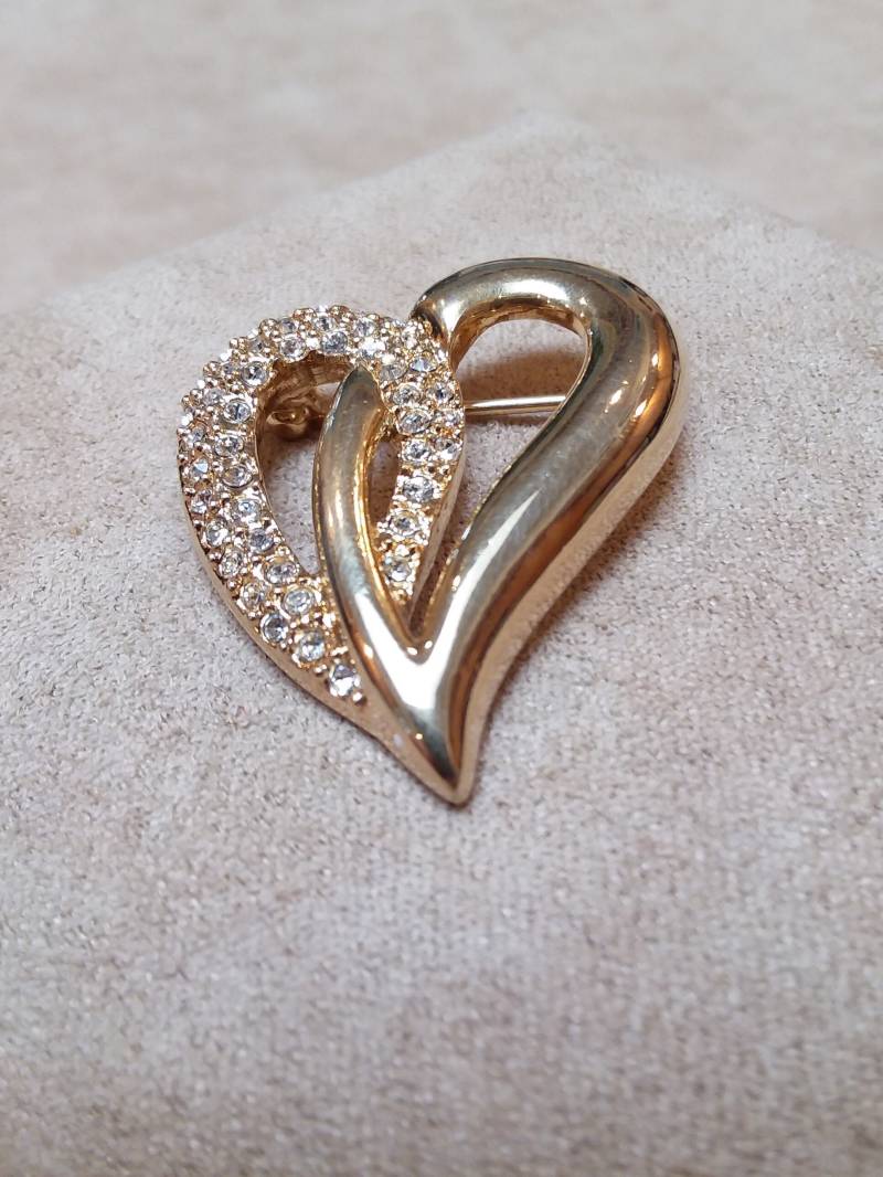 Jahrgang Napier Gold Crystal Herz Geformt Brooch, Einzigartiges Geschenk Für Sie, Sammler Schmuck von LSBazaar
