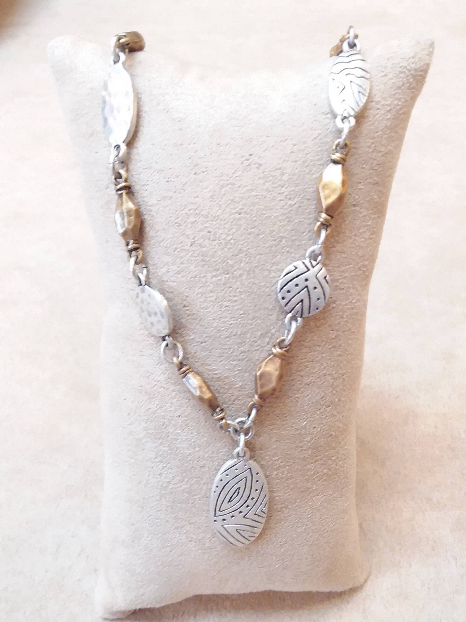 Vintage Boho Stilvolle Silber Und Bronze Necklace, Einzigartiges Geschenk Für Sie von LSBazaar