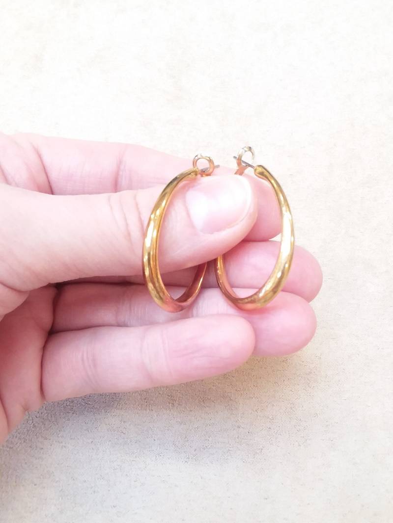 Vintage Gold-Ton, Die Bezaubernde Ovale Creolen, Einzigartiges Geschenk Für Sie von LSBazaar