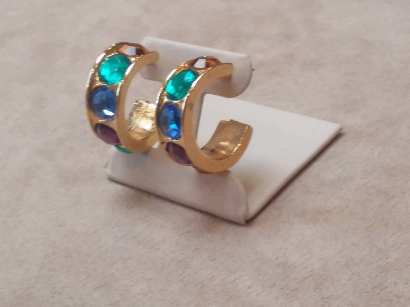 Vintage Gold Ton Regenbogen Crystal Große Hoop Boho Ohrringen, Einzigartiges Geschenk Für Sie von LSBazaar