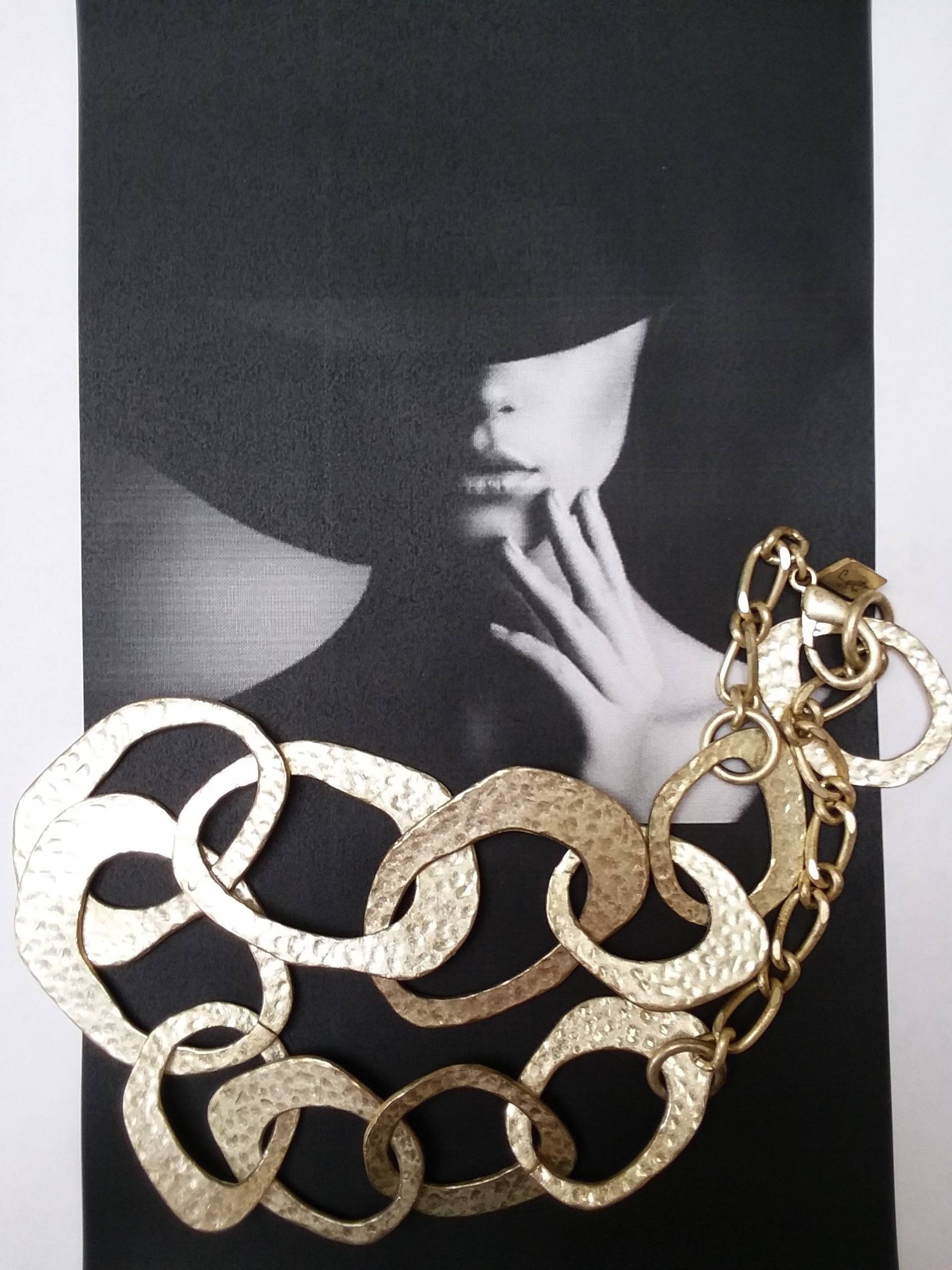 Vintage Sequin Gold-Ton-Ton-Tor Mit Großem Kettenstatement Necklace, Einzigartiges Geschenk Für Sie, Sammlerschmuck von LSBazaar