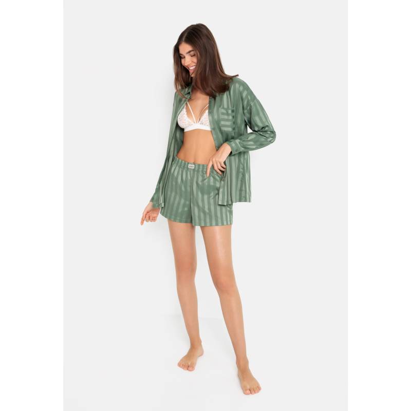 LSCN BY LASCANA Damen Shorty dunkles tannengrün gestreift Gr.44 von LSCN BY LASCANA