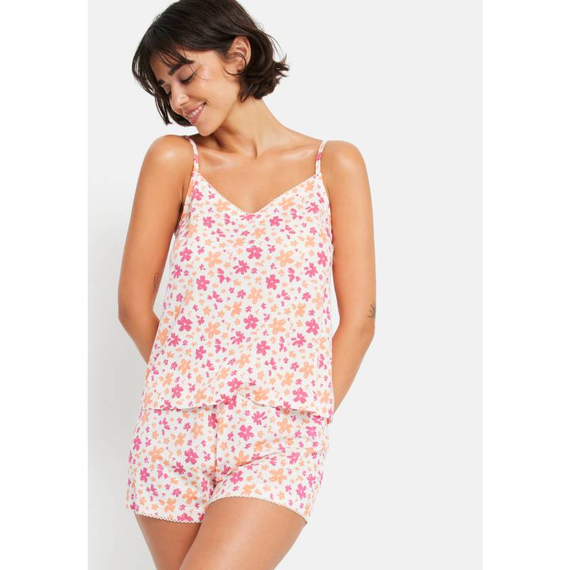 LSCN BY LASCANA Damen Shorty weiß-orange-rot-geblümt Gr.44/46 von LSCN BY LASCANA