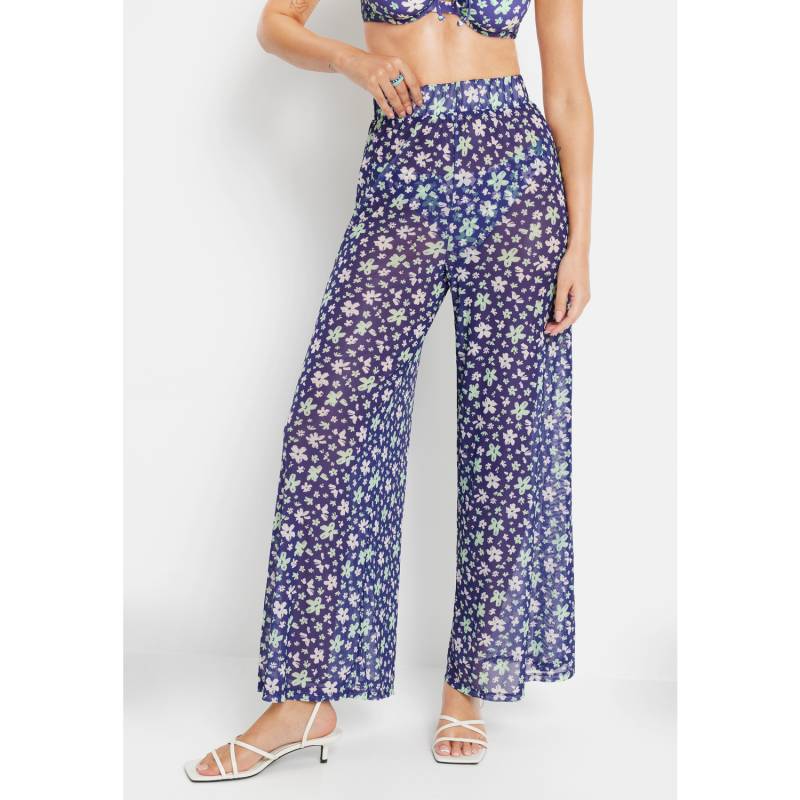 LSCN BY LASCANA Strandhose Damen blau geblümt Gr.44 von LSCN BY LASCANA