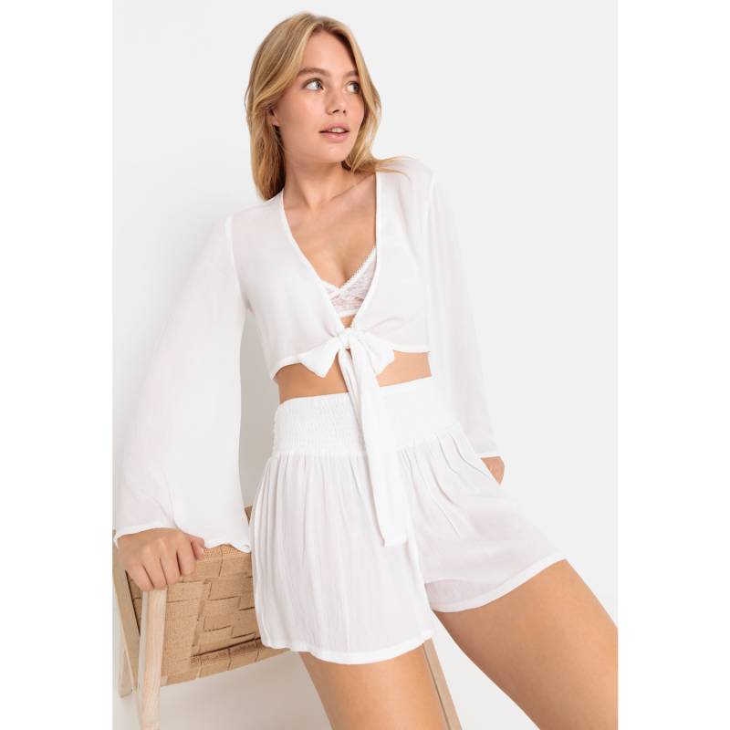 LSCN BY LASCANA Strandset: Crepebluse und Shorts Damen creme Gr.40 von LSCN BY LASCANA