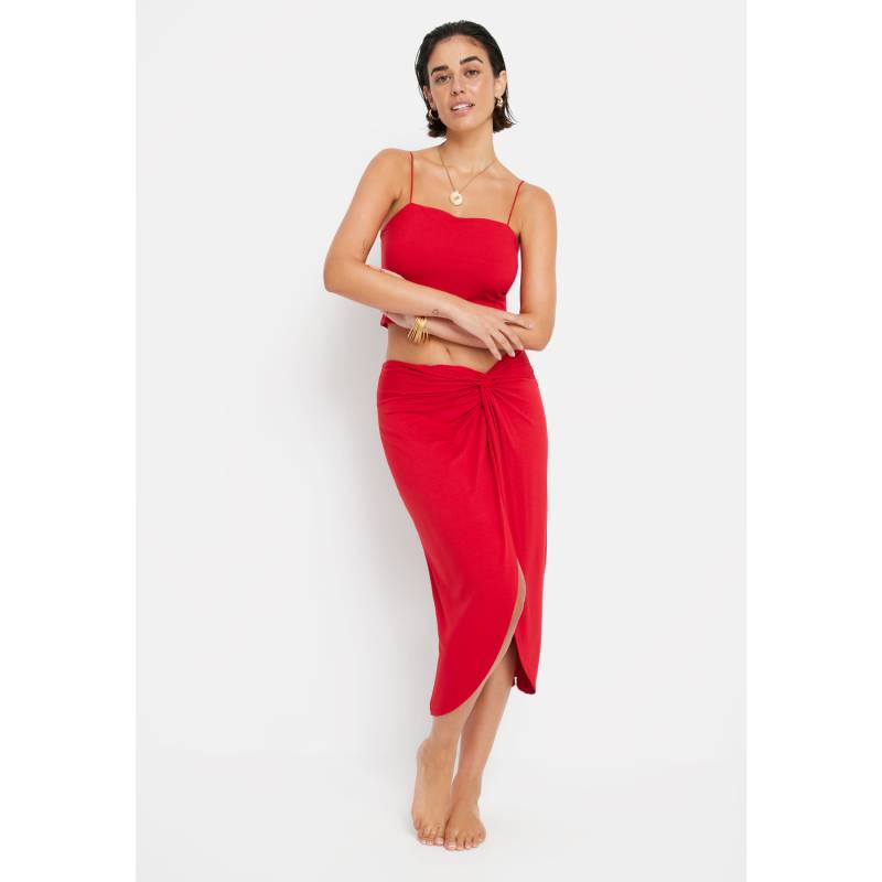 LSCN BY LASCANA Strandset: Spaghettitop und Midirock Damen rot Gr.44 von LSCN BY LASCANA