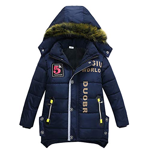 LSERVER Kinder Winterjacke Verdickung Jungen Baumwollmantel, Dunkelblau, 116(Fabrikgröße: 120) von LSERVER