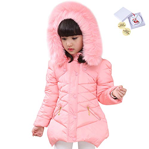 LSERVER Mädchen Dicke warme Daunenjacke Kinder Mode Winterjacke, Rosa, 104/110(Fabrikgröße: 110) von LSERVER