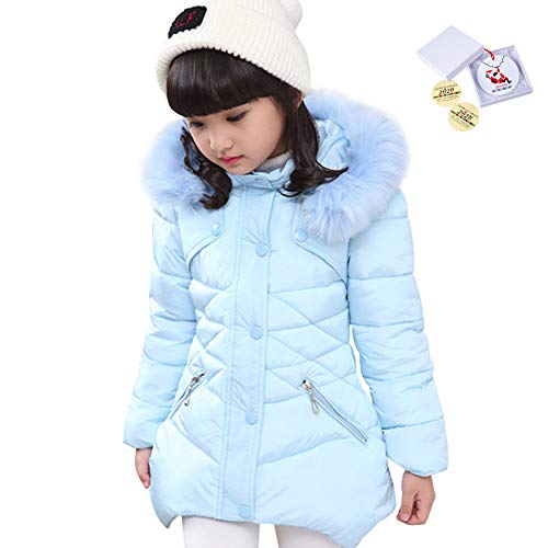 LSERVER Mädchen Dicke warme Daunenjacke Kinder Mode Winterjacke, Blau, 116(Fabrikgröße: 120) von LSERVER