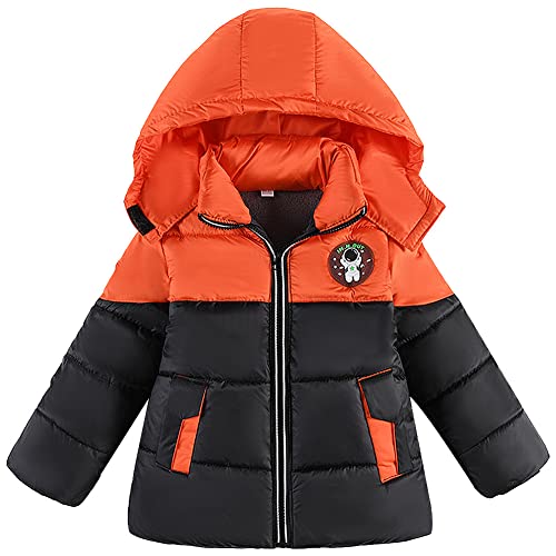 LSERVER Steppjacke Jungen mit Kapuze Stylische Taillierte Wintermantel Winddichter Thermomantel Kinder Dicke Winterjacke, Rot, 130 von LSERVER