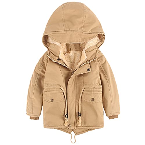 LSERVER Winterjacke für Jungen und Mädchen,warm Hoodie Outfits Dicke Mantel Baby Wintermäntel, Beige(Verdickung), 104-110 von LSERVER