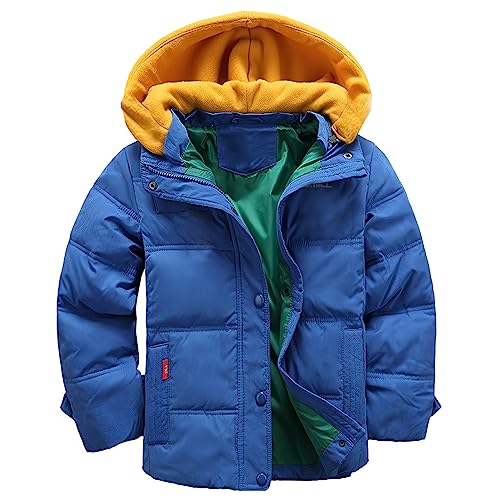 LSERVER-Winterjacke für Kinder Jungen Mädchen verdickte Daunenjacken Mantel Trenchcoat Outerwear mit Kapuzen, Blau A, 146 von LSERVER