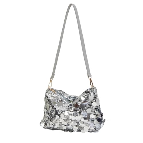 LSFYSZD Damen Abendtaschen Strass Clutch Geldbörse Sparkly Bling Mini Handtaschen Crossbody Hobo Bag für Cocktail Party, Z43476-silver, 9in von LSFYSZD