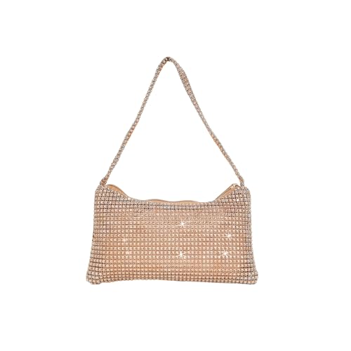 LSFYSZD Damen Abendtaschen Strass Clutch Geldbörse Sparkly Bling Mini Handtaschen Crossbody Hobo Bag für Cocktail Party, rose gold, 9in von LSFYSZD