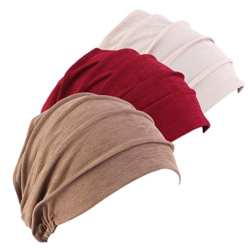 LSGGTIM 3PCS Turban Damen Chemo Kopfbedeckung, Krebs Mützen Kopftuch Damen Bandana Beanie Hut Baumwolle Chemo Hüte Slouchy Turban Schlafmütze Krebshüte Kopfbedeckung für Frauen Krebs Haarausfall von LSGGTIM