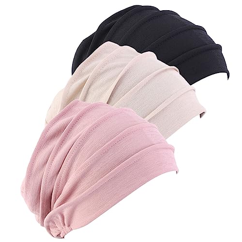 LSGGTIM 3PCS Turban Damen Chemo Kopfbedeckung, Krebs Mützen Kopftuch Damen Bandana Beanie Hut Baumwolle Chemo Hüte Slouchy Turban Schlafmütze Krebshüte Kopfbedeckung für Frauen Krebs Haarausfall von LSGGTIM