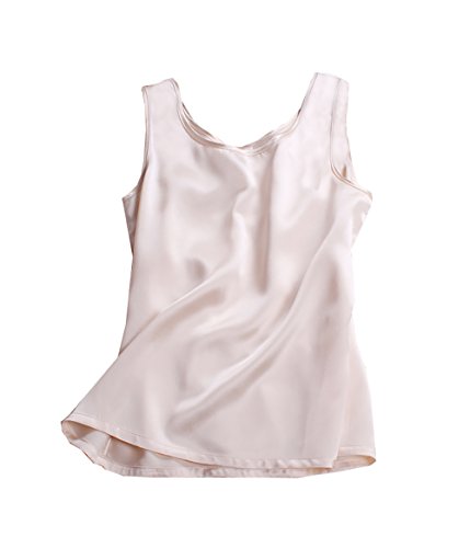 LSHARON SILK 100% 19 Momme Maulbeerseide Damen Bluse Tank Top, champagnerfarben, Large von LSHARON SILK