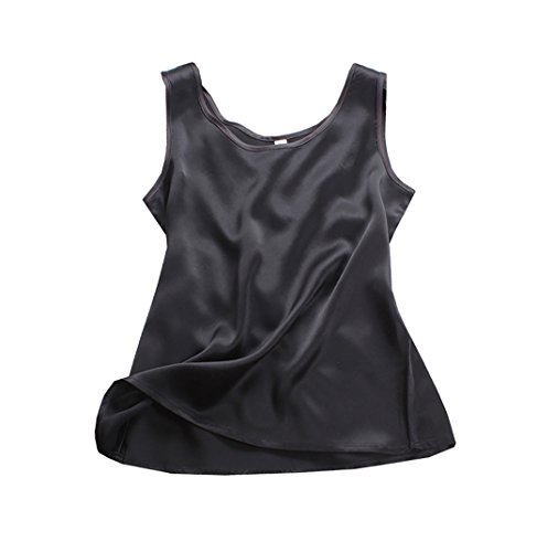 LSHARON SILK 100% 19 Momme Maulbeerseide Damen Bluse Tank Top, Schwarz , M von LSHARON SILK