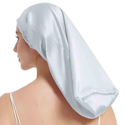 LSHARON SILK Schlafmütze aus 100 % Maulbeerseide, mit weichem Gummiband für Haare (Silber) von LSHARON SILK
