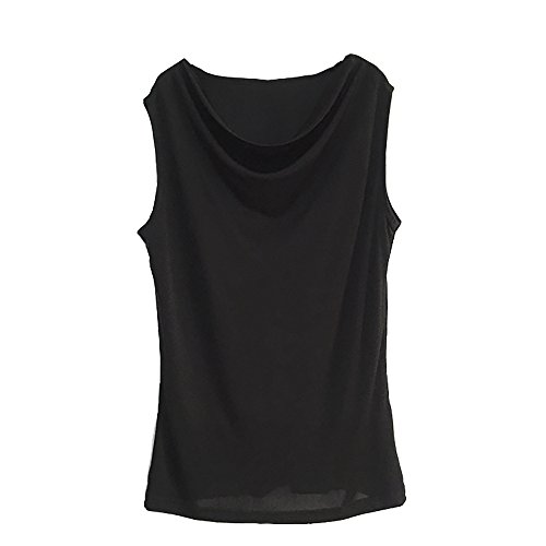 LSHARON Damen-Oberteil, 100 % Maulbeerseide, ärmellos, bequeme Passform, Swing-Neck Gr. Large, Schwarz von LSHARON